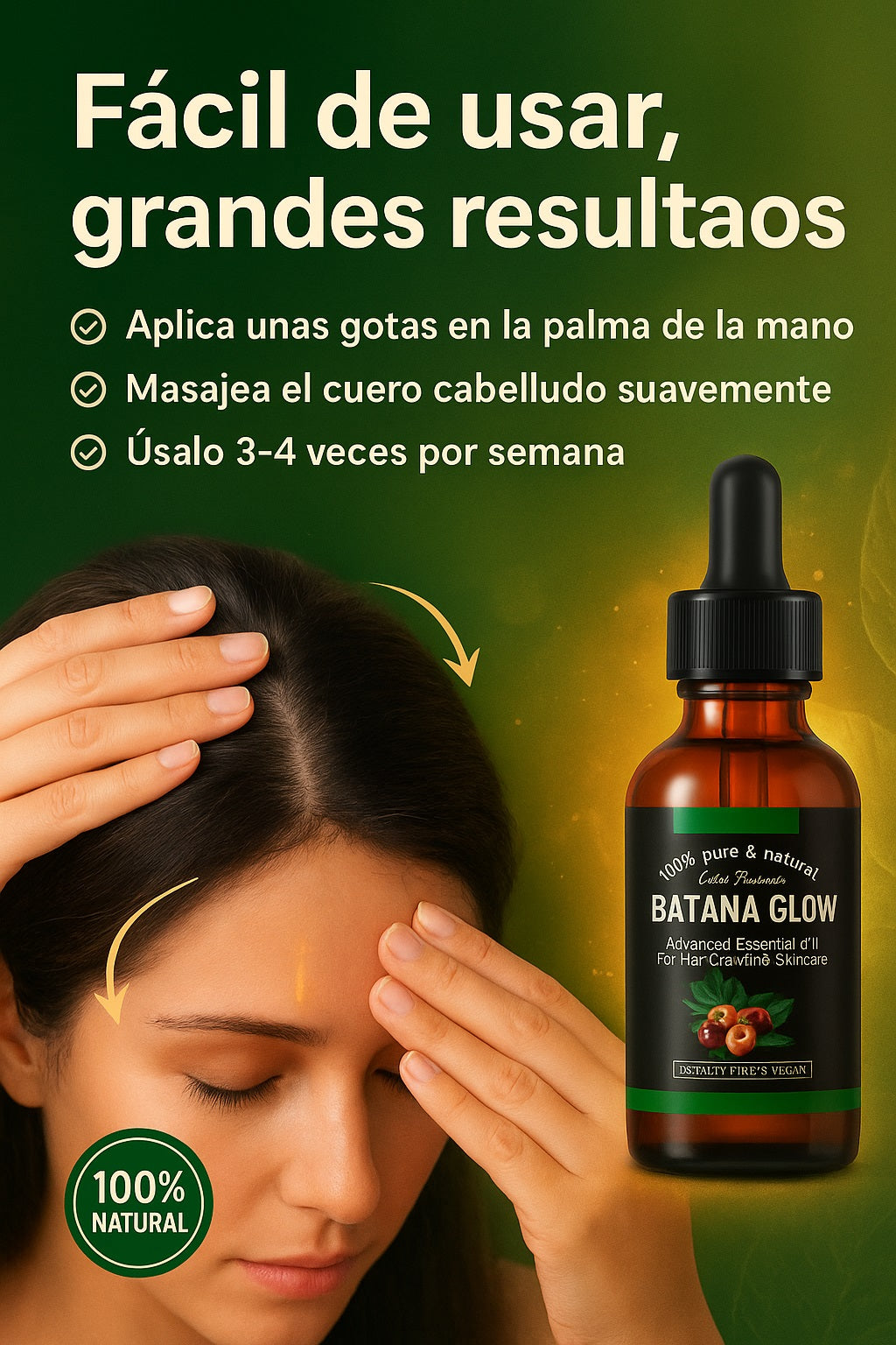 ACEITE DE BATANA GLOW - RECUPERA HASTA 5 AÑOS DE CABELLO PERDIDO EN TAN SOLO 8 SEMANAS