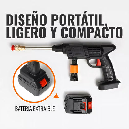 Hidrolavadora Inalambrica Portátil Recargable 48v 2 Baterias Color Negro 110V