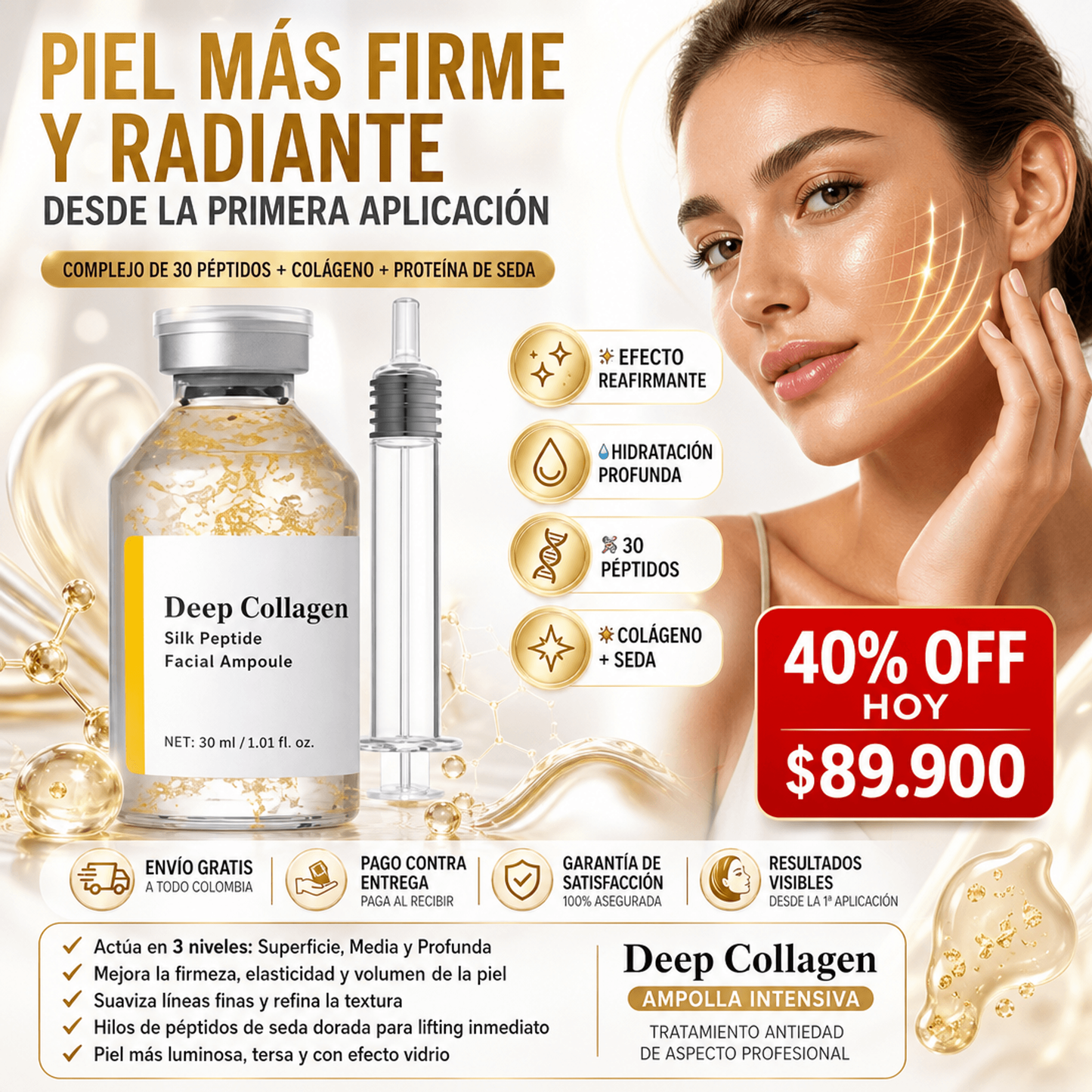 DEEP COLLAGEN™ | Ampolla Intensiva Reafirmante con Péptidos de Colágeno