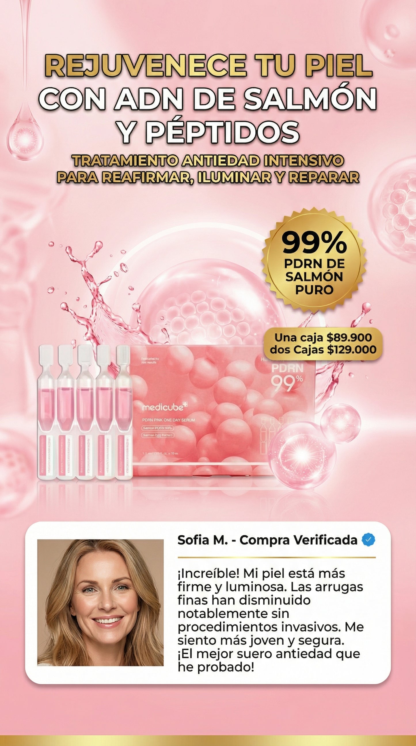 PRDN DE SALMON MEDICUBE EN  AMPOLLAS